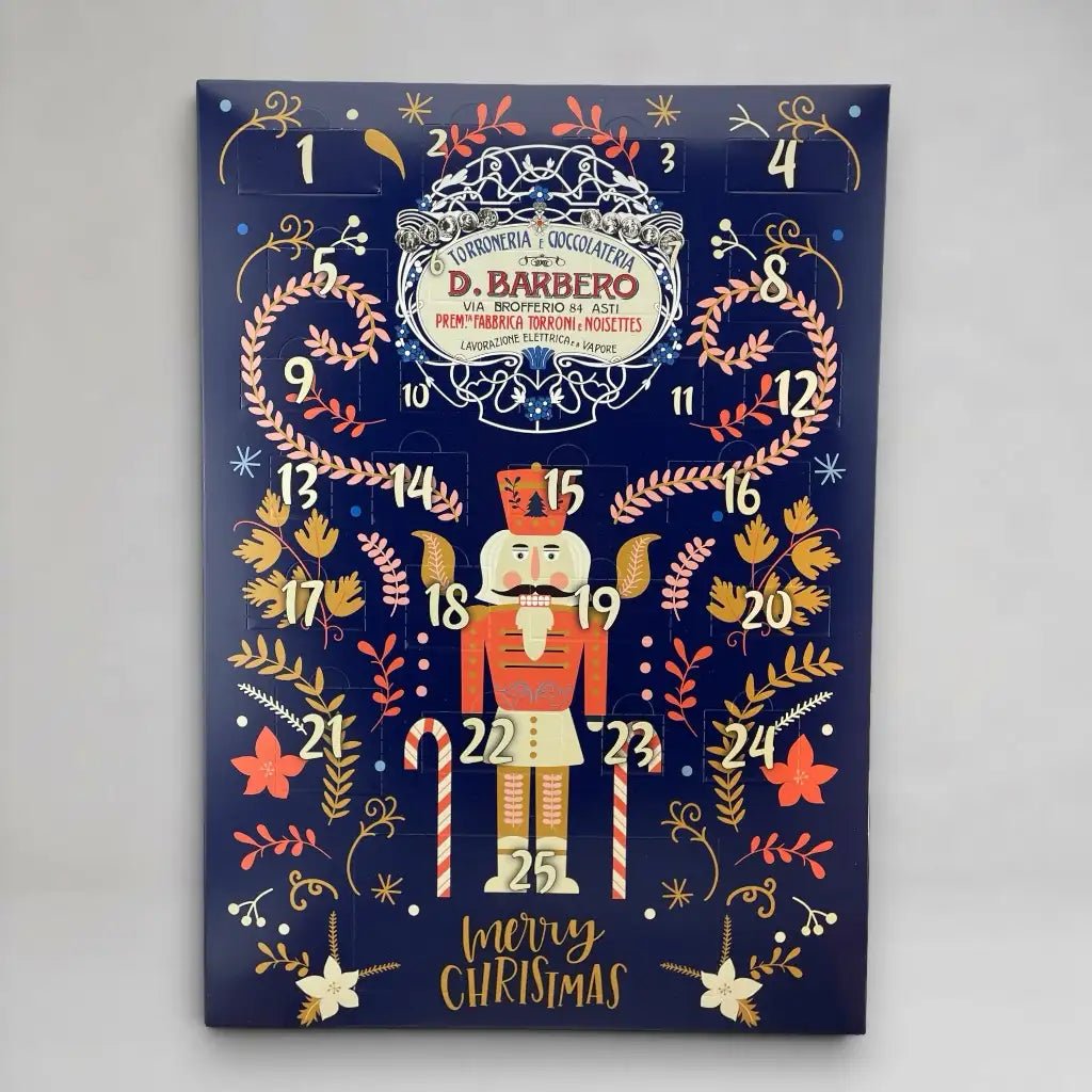 Barbero Adventskalender 260 g – 25 Türchen mit Torrone, Pralinen und Torronfetta aus Asti - OLIPASO - Süsses