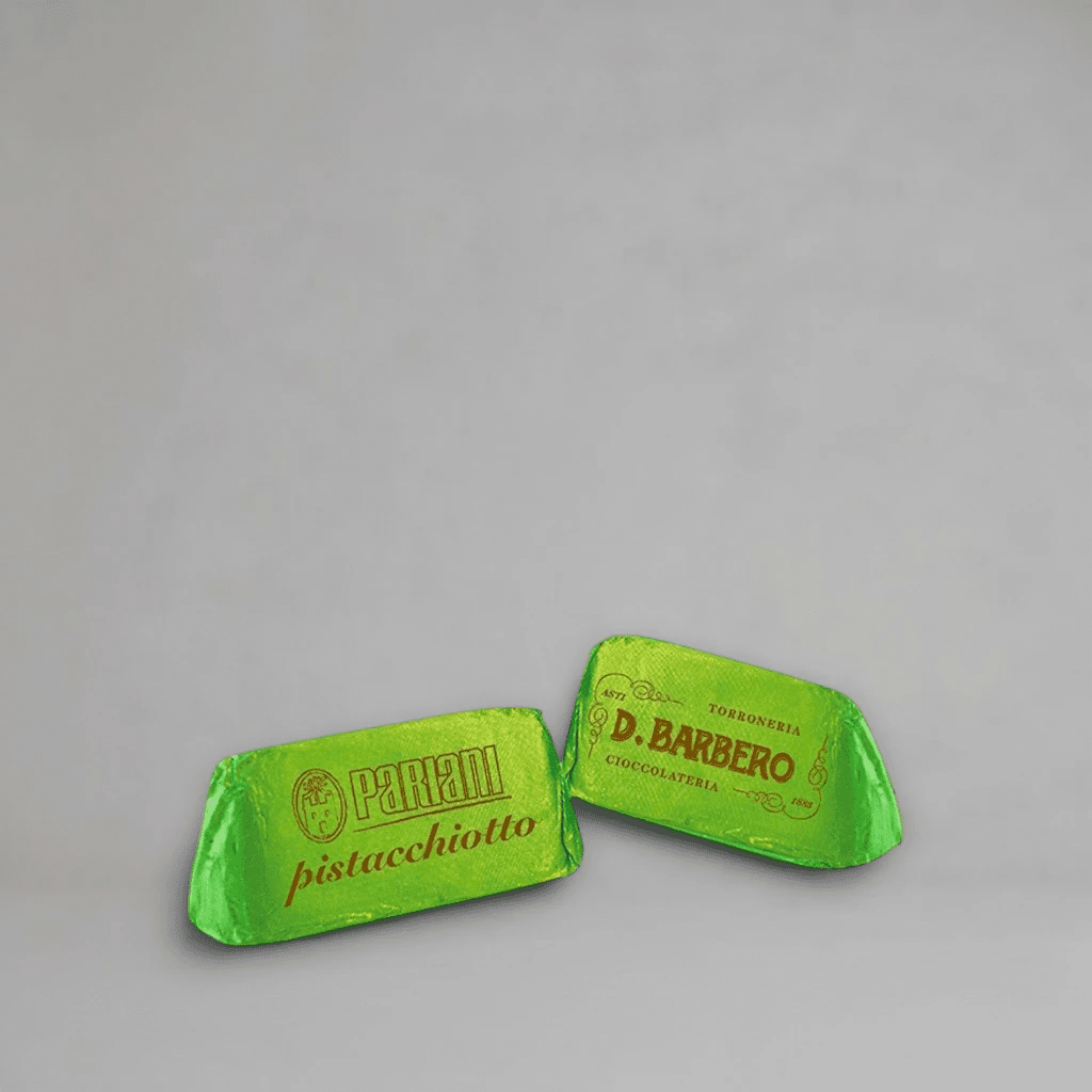Barbero Pistacchiotti – einzeln gewickelte Giandujotti mit sizilianischer Pistazie
