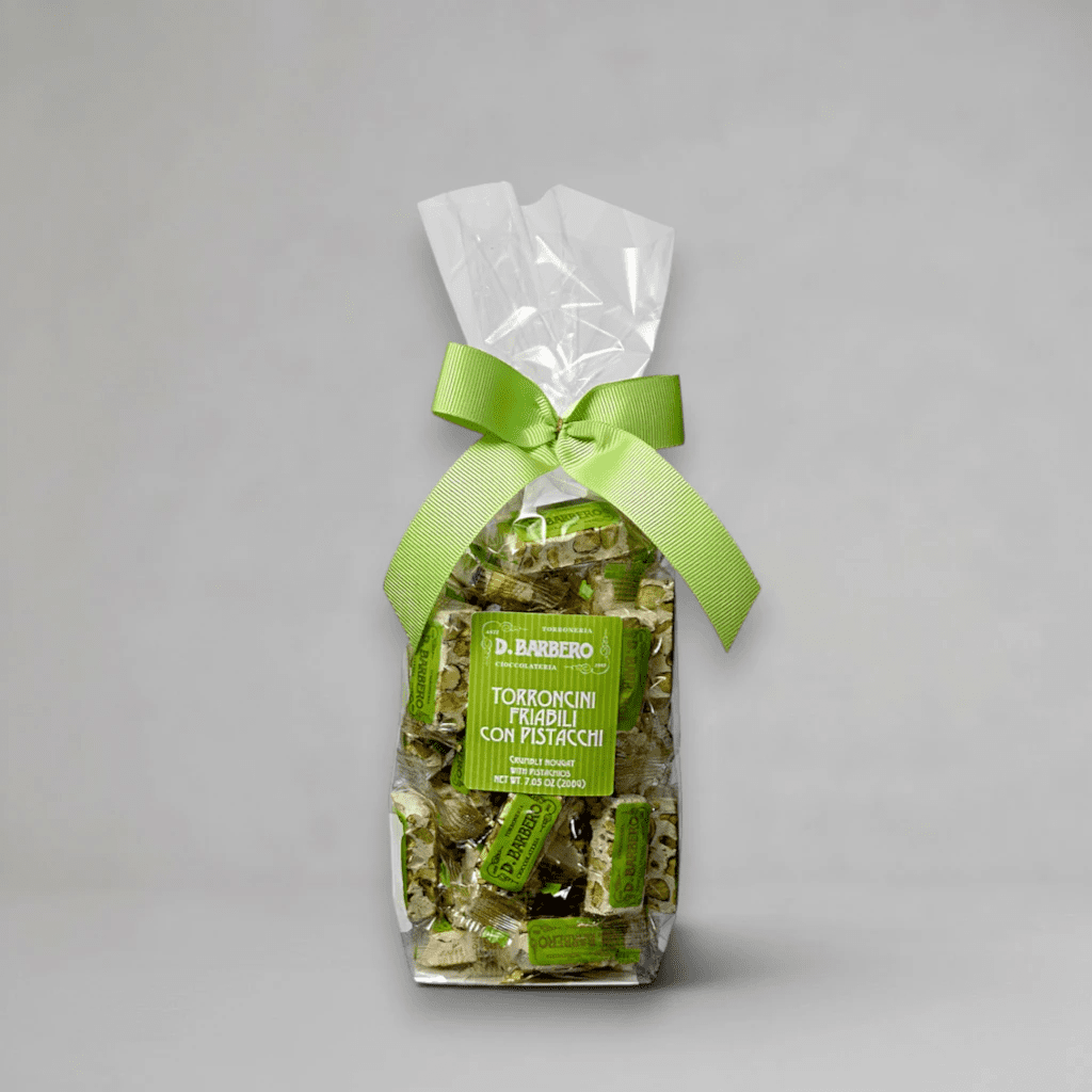 Barbero Torroncini friabili con Pistacchio 200 g – knuspriges Pistazien-Nougat, einzeln verpackt - OLIPASO - Süsses