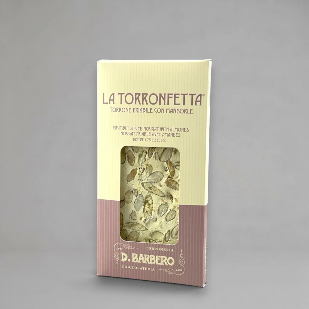 Barbero Einzelverpackte Scheibe Torronfetta con Mandorle 50 g – knusprige Nougat- mit Mandeln - OLIPASO - Süsses