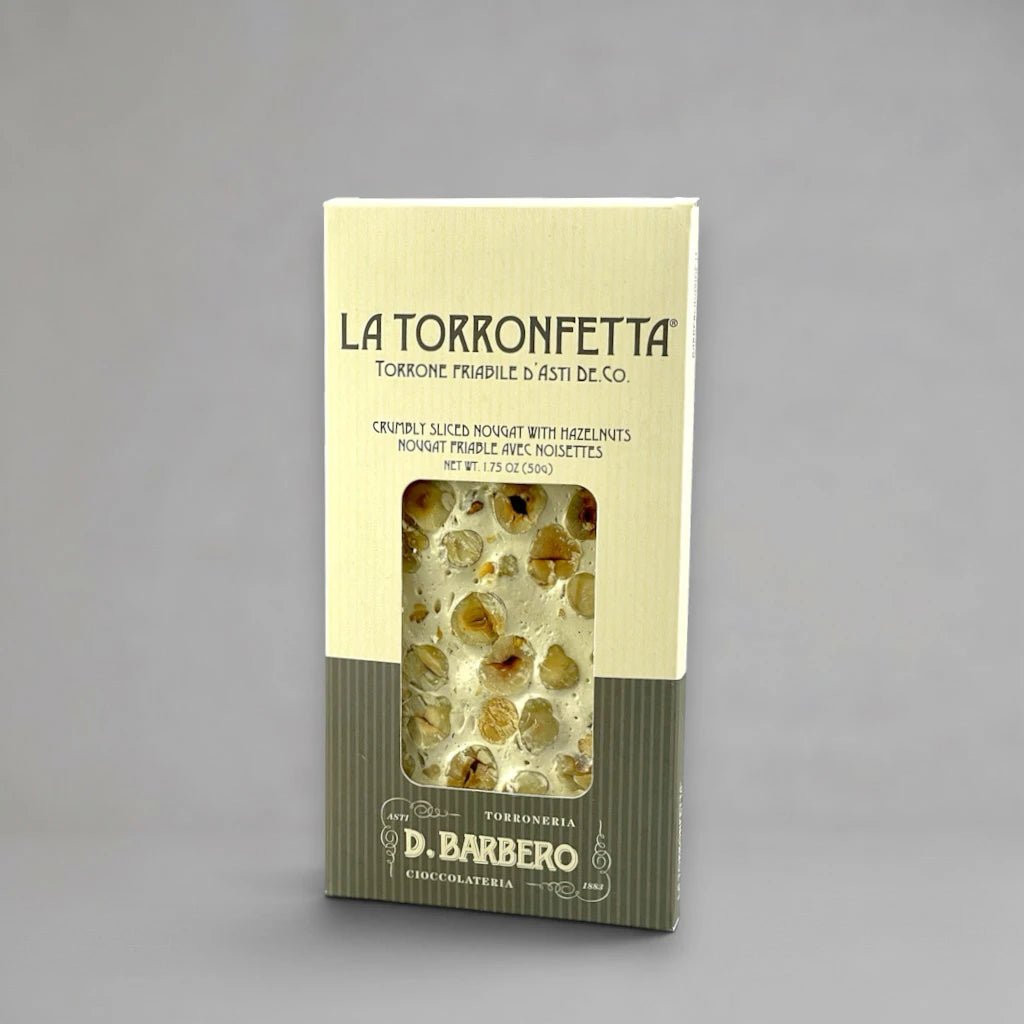 Barbero Einzelscheibe Torronfetta con Nocciole 50 g – knusprige Nougat-Scheibe mit Haselnüssen - OLIPASO - Süsses