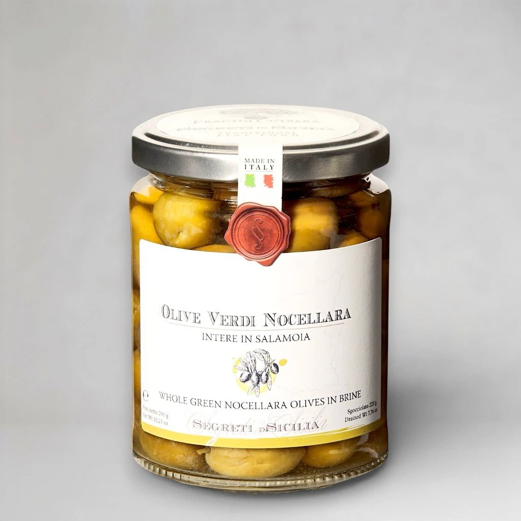 Olive Verdi Nocellara - grüne Nocellaraoliven in Salzlake - OLIPASO - Oliven