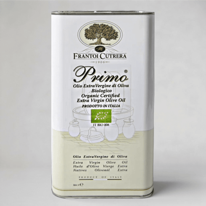 Bild eines 3-Liter-Kanisters Primo Bio Olivenöl von Frantoi Cutrera aus Sizilien