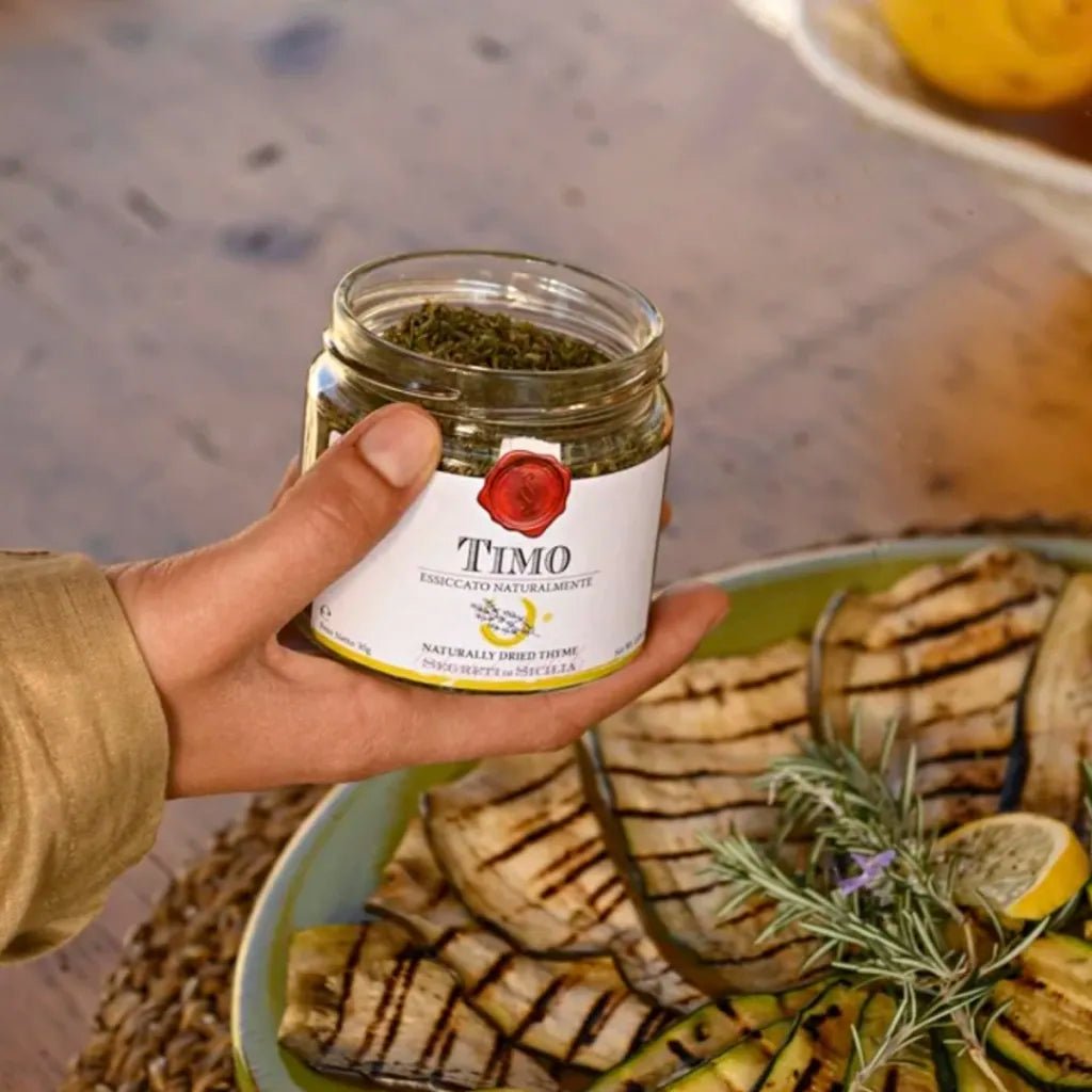 Sizilianischer Thymian mit gegrillten Aubergine und Olivenöl