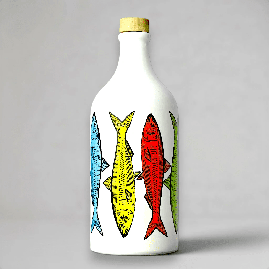 Frantoio Murgalia Olivenöl Keramikflasche Sardinen - OLIPASO