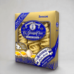 Nahaufnahme eines Fettuccine-Nests N.14 – goldgelbe Eierpasta aus der Matassatrice von 1930