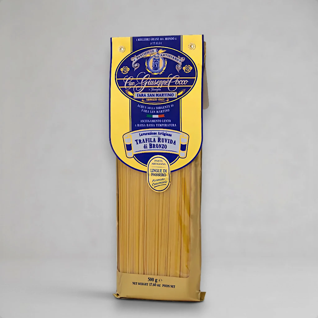 Lingue di Passero N.51 von Cav. Giuseppe Cocco – lange Bronze-Pasta aus Hartweizengrieß, 500-g-Packung - OLIPASO