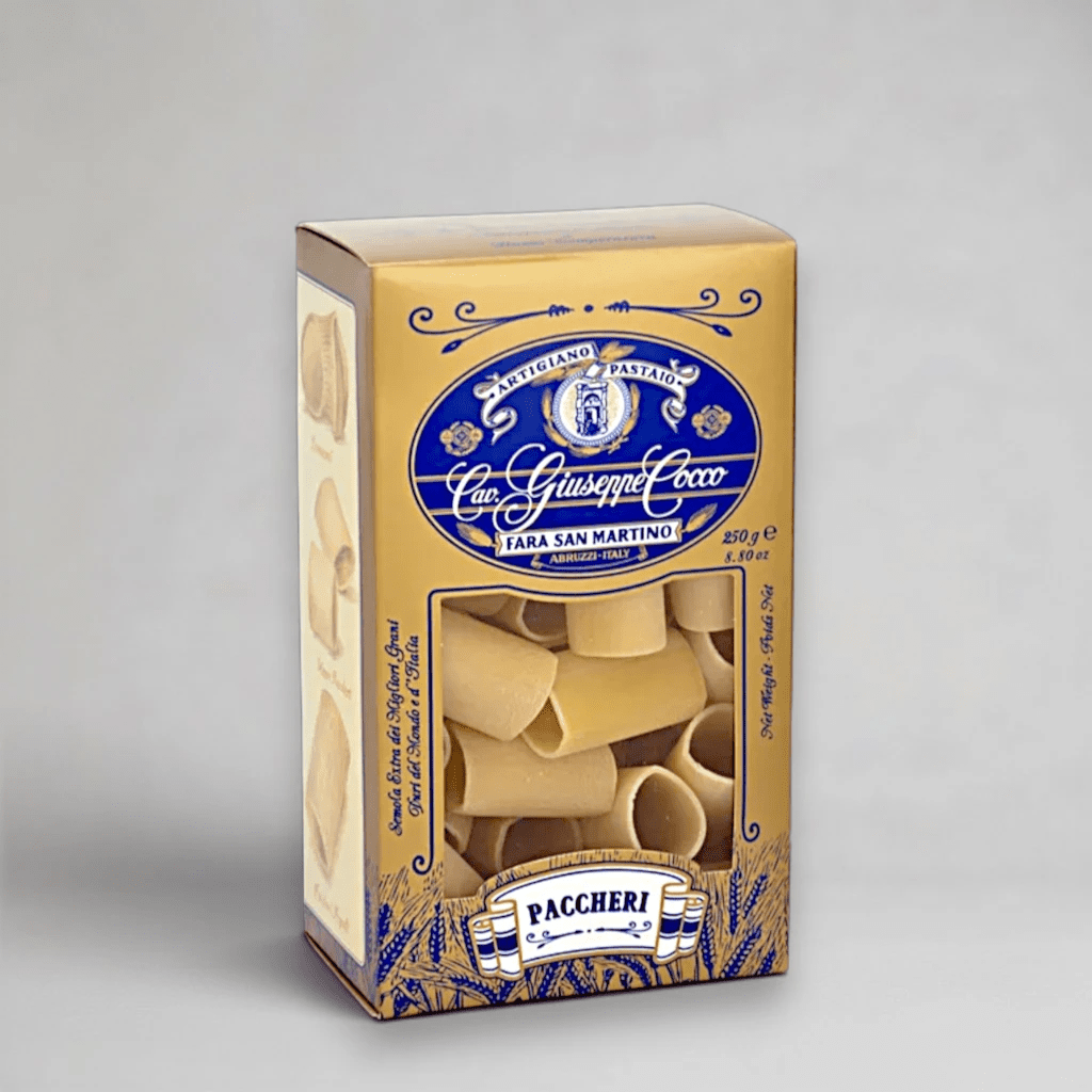 Paccheri Rigati N.76 von Cav. Giuseppe Cocco – große gerillte Bronze-Röhrennudeln aus Hartweizengrieß, 250-g-Karton