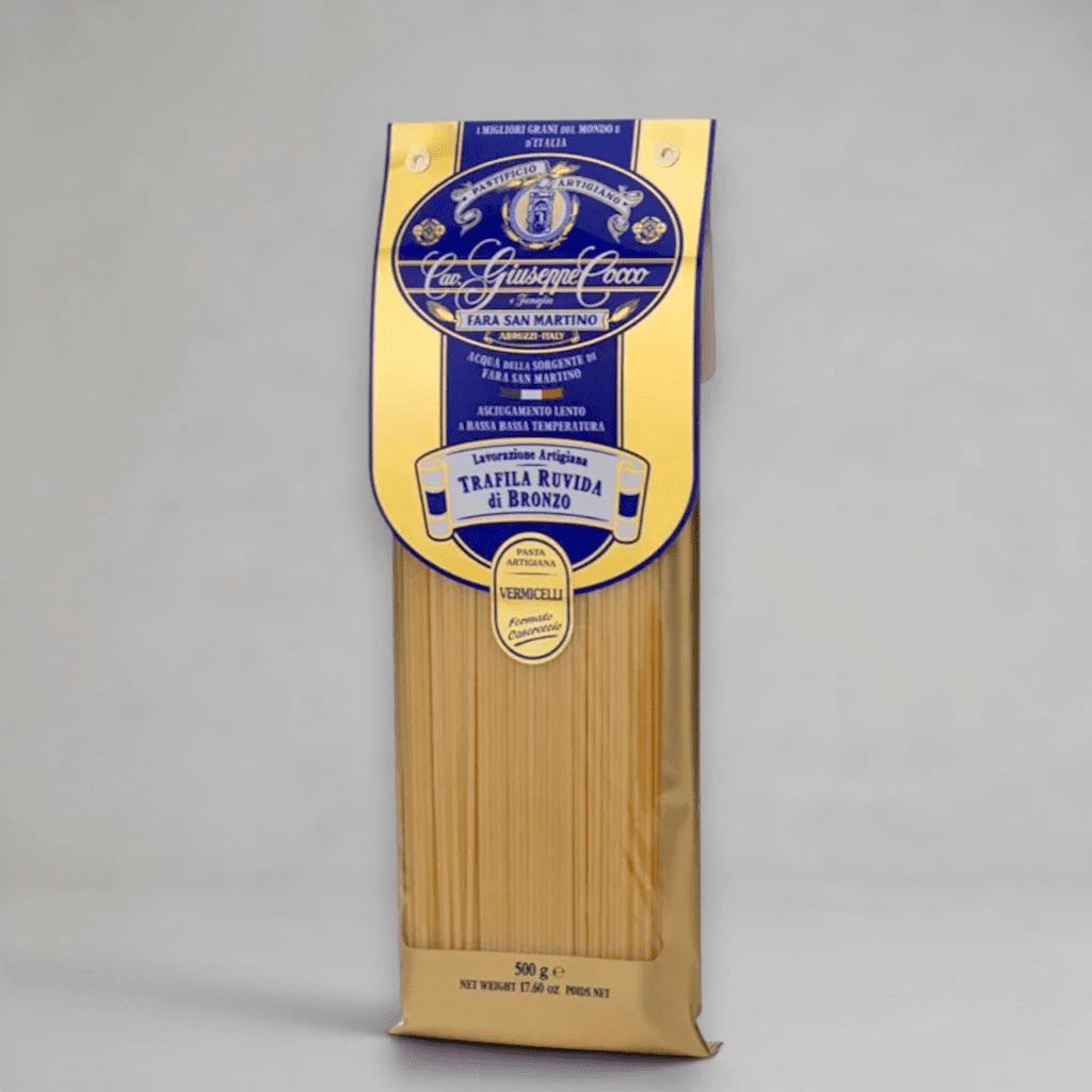 Vermicelli N.50 von Cav. Giuseppe Cocco – lange Bronze-Pasta aus Hartweizengrieß, 500-g-Packung