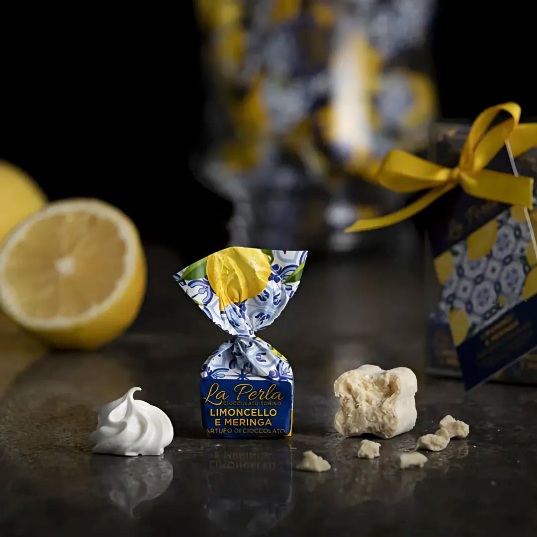 La Perla di Torino Tartufo Limoncello e Meringa – Schokoladentrüffel mit Zitrone und Baiser - OLIPASO - Süsses