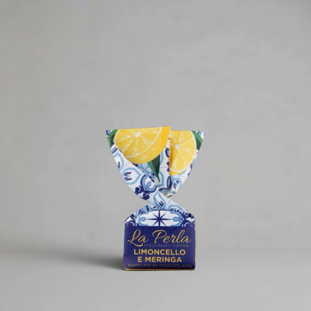 La Perla di Torino Tartufo Limoncello e Meringa – Schokoladentrüffel mit Zitrone und Baiser - OLIPASO - Süsses