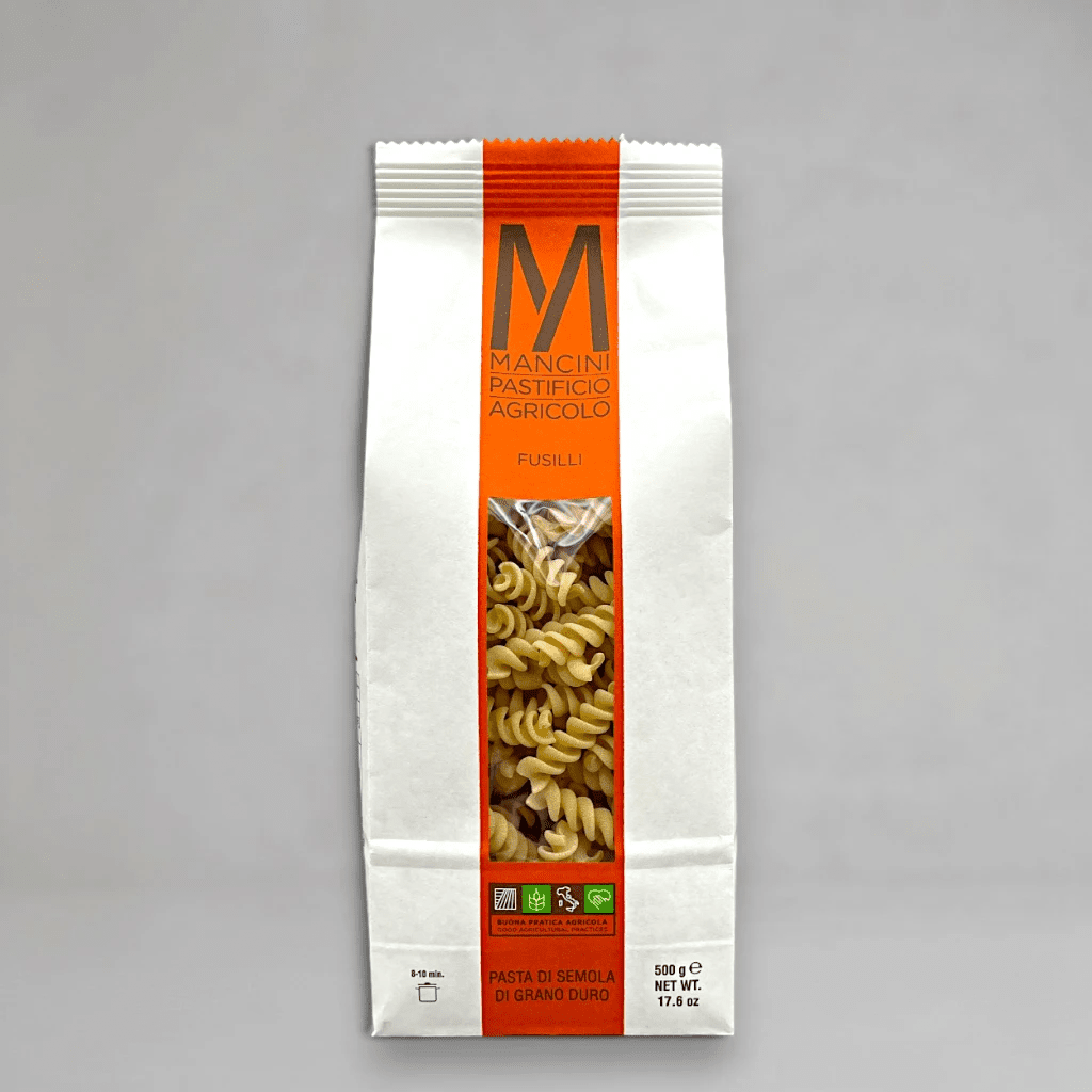 Mancini Fusilli 500 g – gedrehte Pasta aus Hartweizen aus Eigenanbau in den Marken