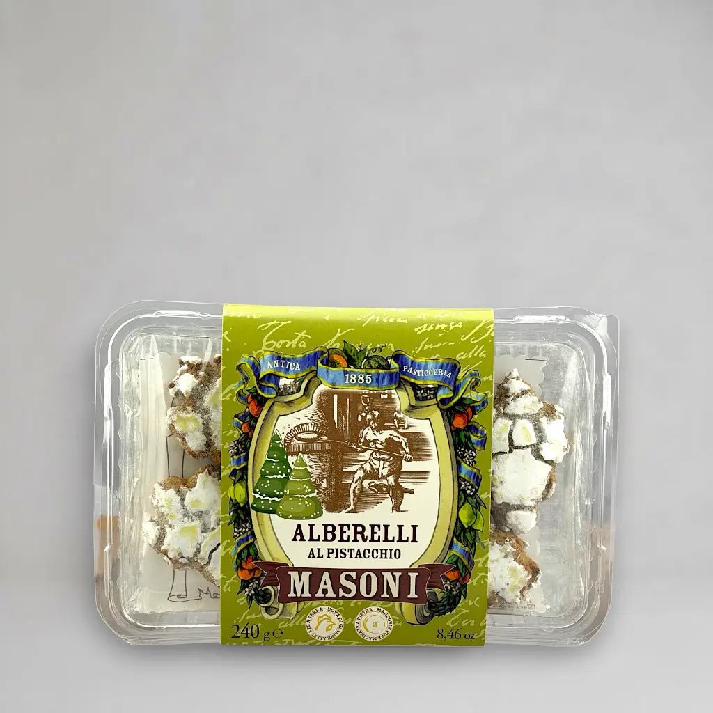 Masoni Alberelli al Pistacchio – Pistazien-Mandelgebäck in Tannenform - OLIPASO - Süsses