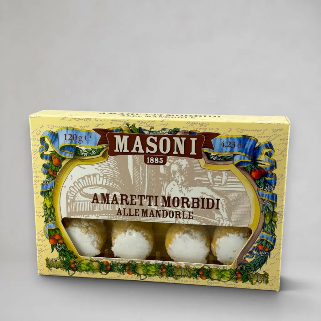 Masoni Amaretti Morbidi alle Mandorle – 45 % Mandeln, 120 g Geschenkbox - OLIPASO - Süsses