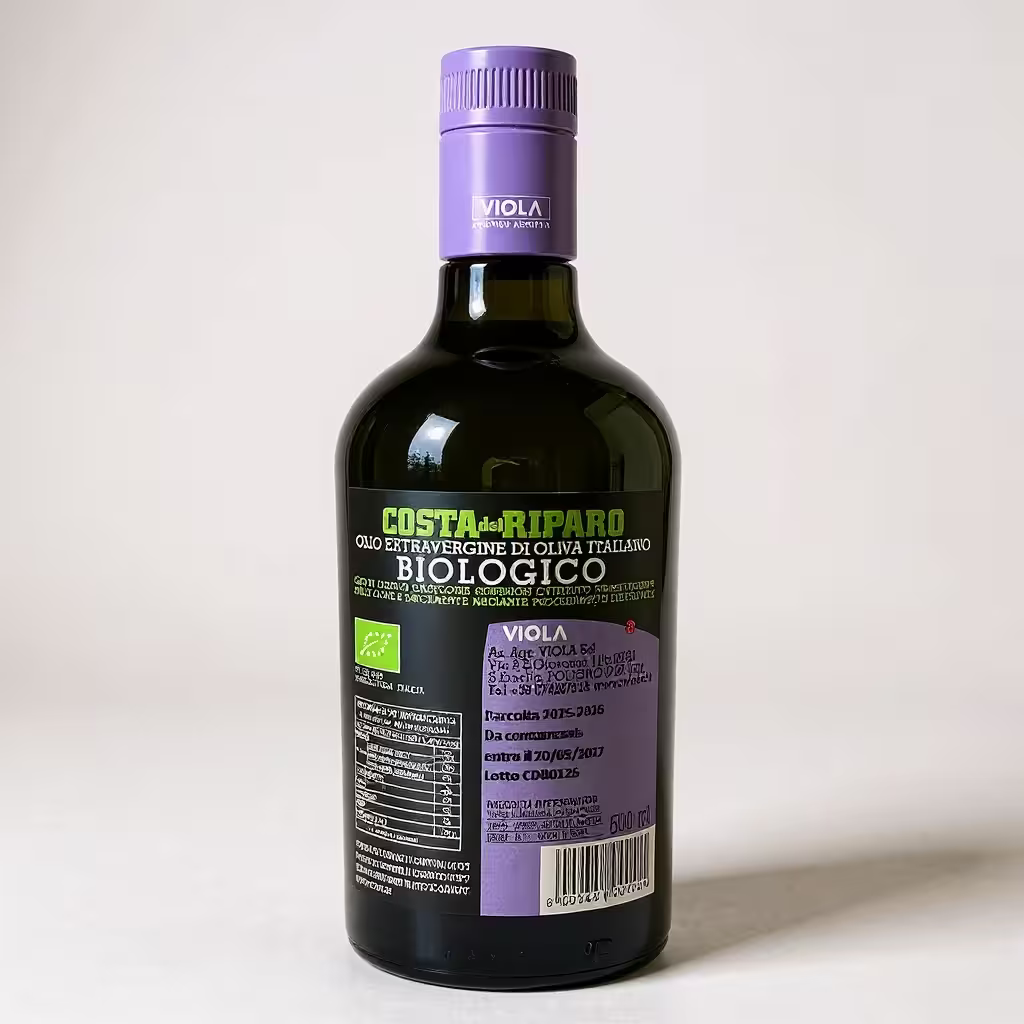 Ruckenetikett Viola Costa del Riparo Bio Olivenol aus Umbrien Italien