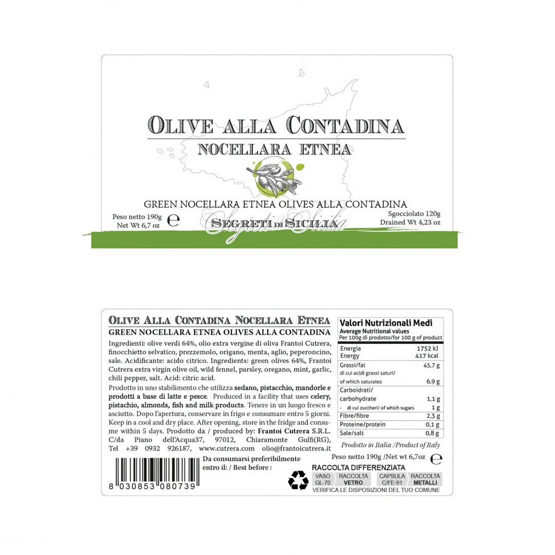 Olive alla Contadina - grüne Nocellara Oliven in Olivenöl - OLIPASO - Oliven