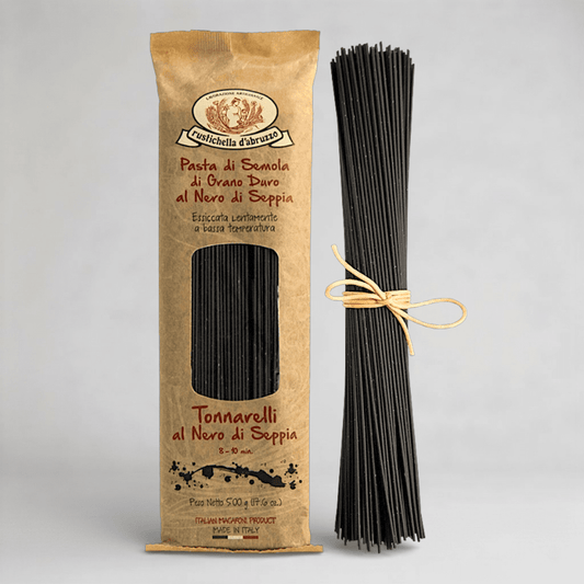 Packung Tonnarelli al Nero di Seppia Pasta von Rustichella d'Abruzzo aus Italien