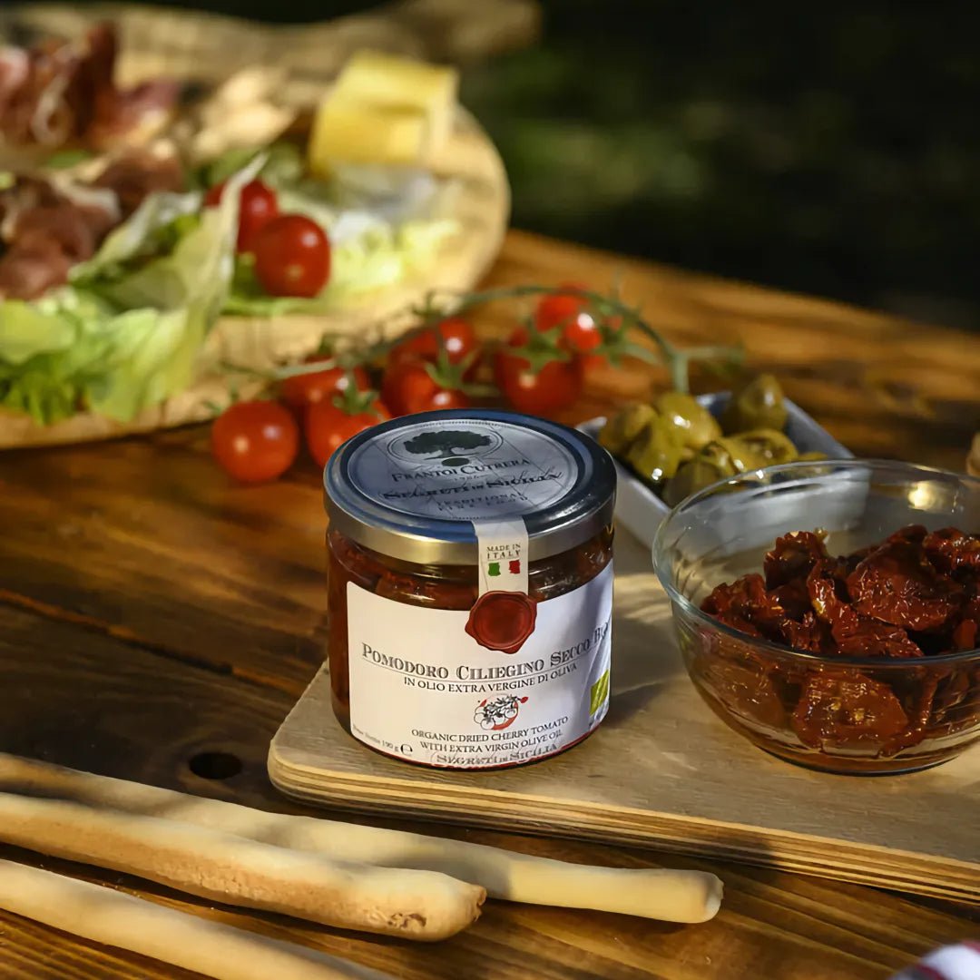 Pomodoro Ciliegino biologico Secco - Bio - Kirschtomaten in Olivenöl - OLIPASO - Antipasti