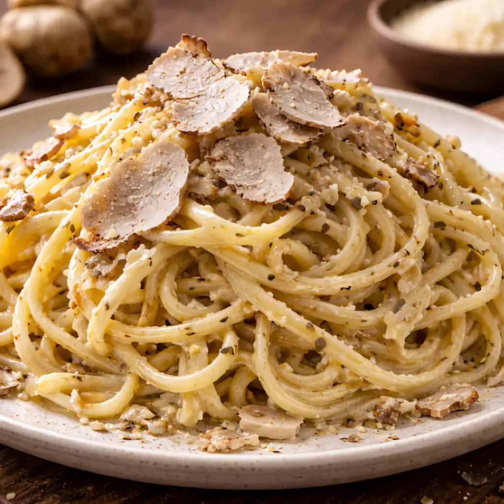 Pasta mit Malpighi Condimento di Tartufo Bianco - Dressing mit weißem Trüffel