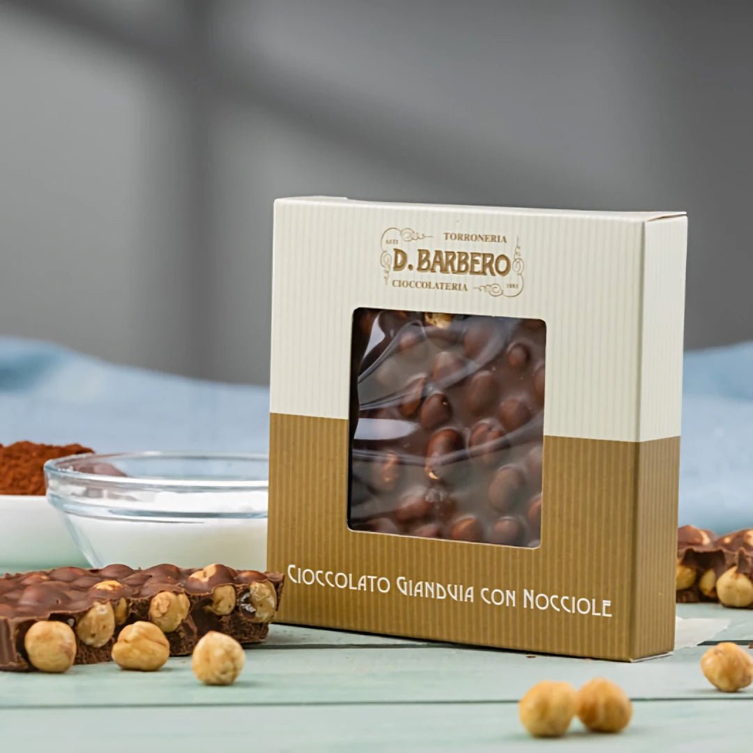 Barbero Cioccolato Gianduia con Nocciole - Gianduja-Schokolade mit ganzen Piemonteser Haselnüssen - OLIPASO - Süsses