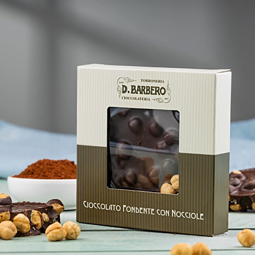 Barbero Cioccolato Fondente con Nocciole - Zartbitterschokolade Piemonteser Haselnüssen - OLIPASO - Süsses