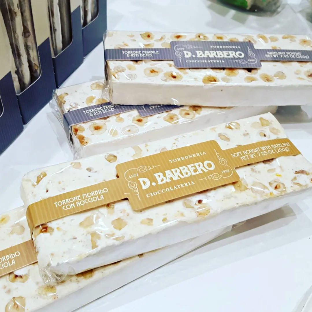 Barbero Torrone morbido con Nocciola 200 g – weiches Haselnuss-Nougat mit Orange, Piemont IGP - OLIPASO - Süsses