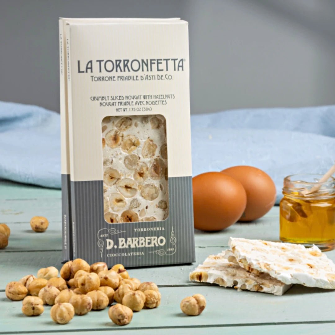 Barbero Torronfetta con Nocciole 50 g – knusprige Nougat-Scheibe mit Haselnüssen - OLIPASO - Süsses
