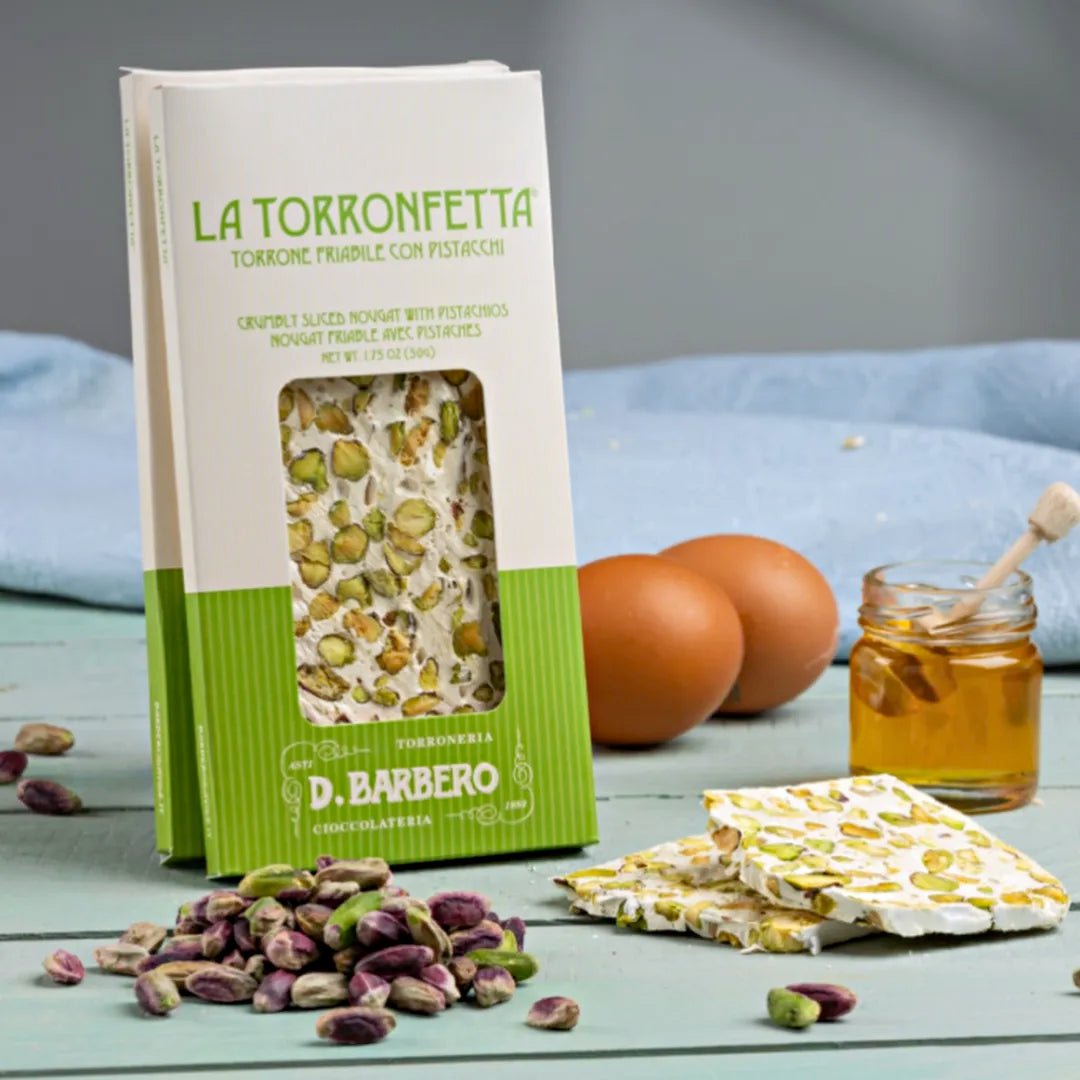 Barbero Torronfetta con Pistacchio 50 g – knusprige Nougat-Scheibe mit Pistazien - OLIPASO - Süsses